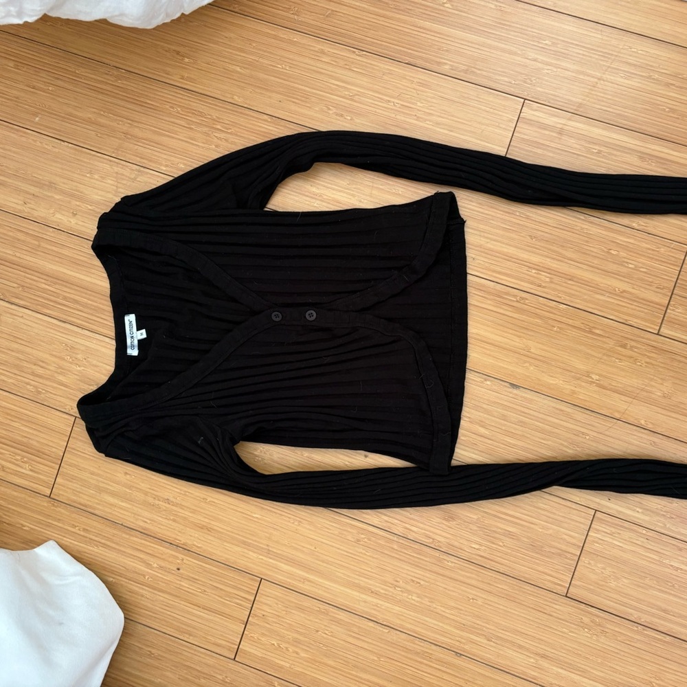 Cotton Citizen Black Ribbed Button Down Shirt